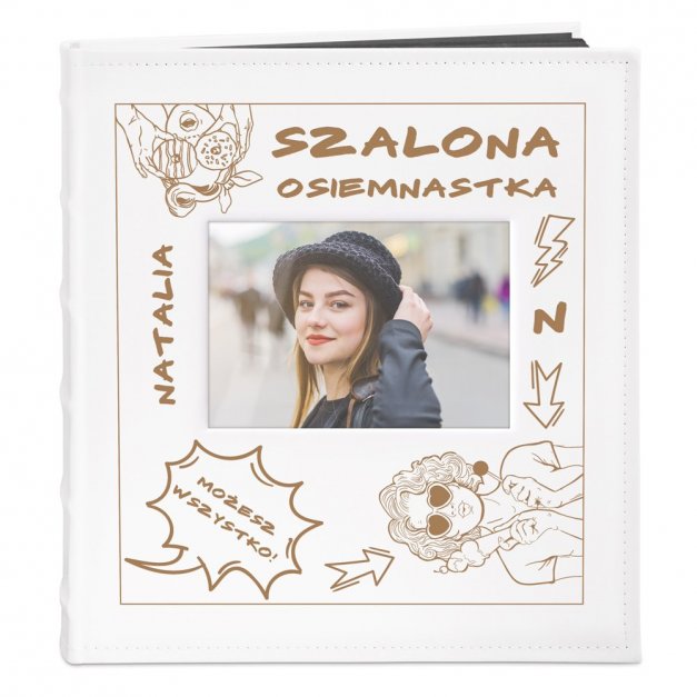Album na zdjęcia z okienkiem i nadrukiem dla niej na 18 urodziny