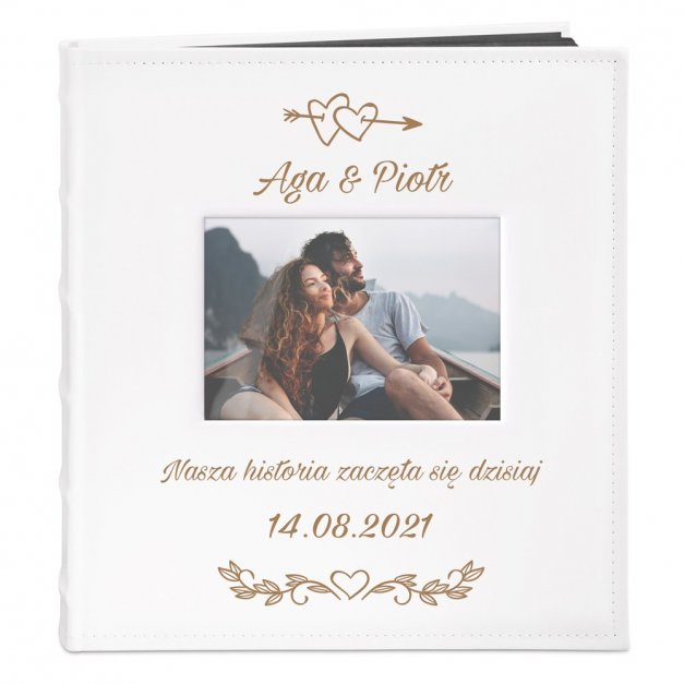Album na zdjęcia z okienkiem i nadrukiem dla pary na ślub