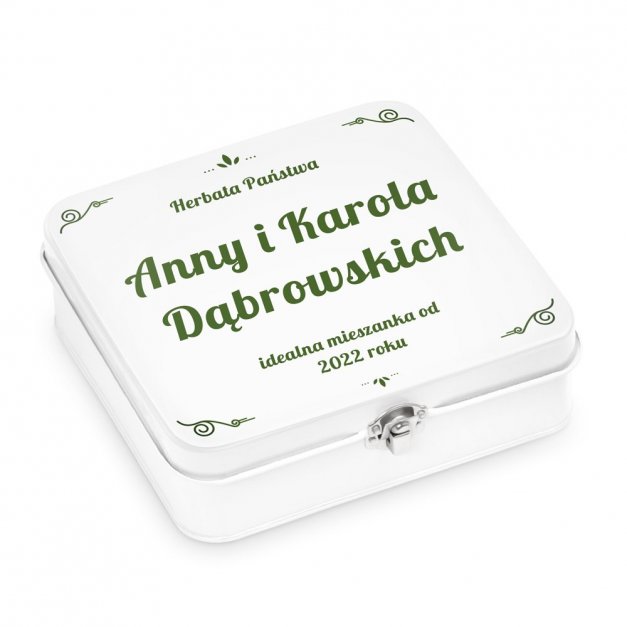 Herbata zestaw herbat w metalowym pudełku z nadrukiem dla pary