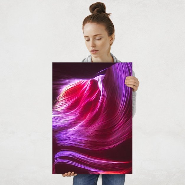 Plakat metalowy różowy neon L