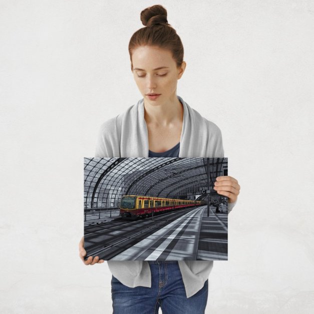 Plakat metalowy stacja kolejowa M