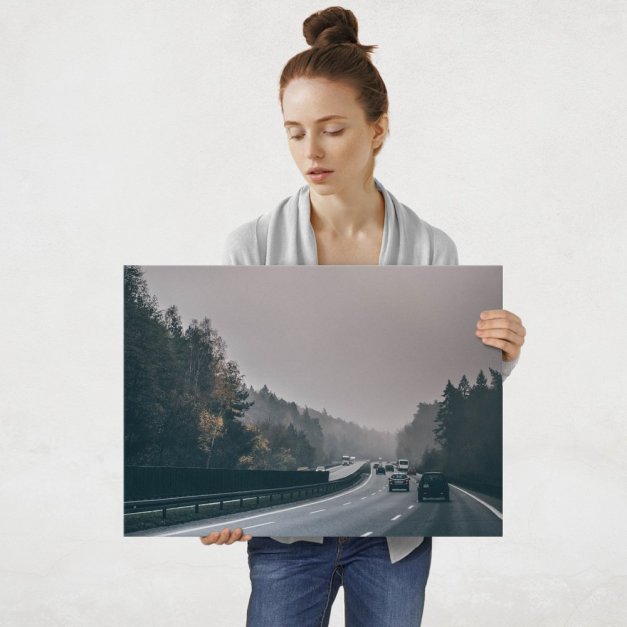 Plakat metalowy autostrada w lesie L