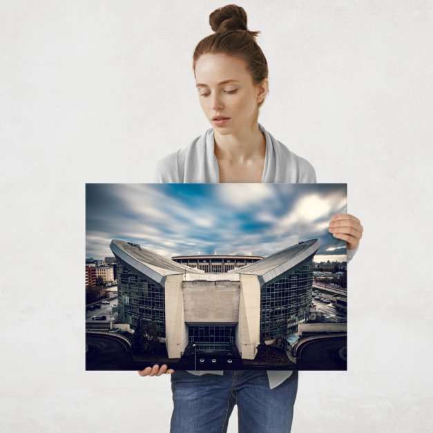Plakat metalowy okrągły budynek L