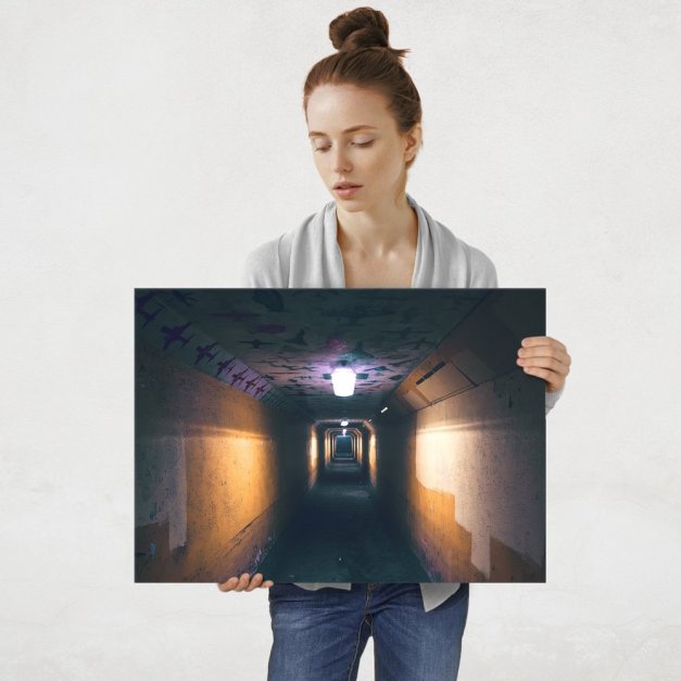 Plakat metalowy ciemny tunel L