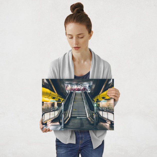 Plakat metalowy ruchome schody M