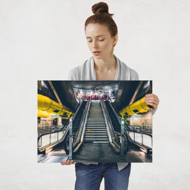 Plakat metalowy ruchome schody L