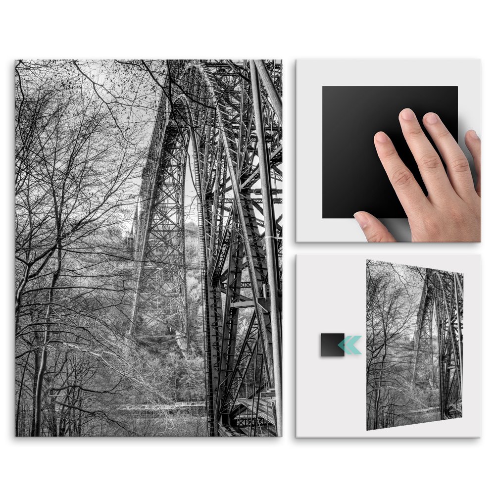 Plakat metalowy czarno biay most L