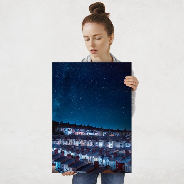 Plakat metalowy miejskie domki L