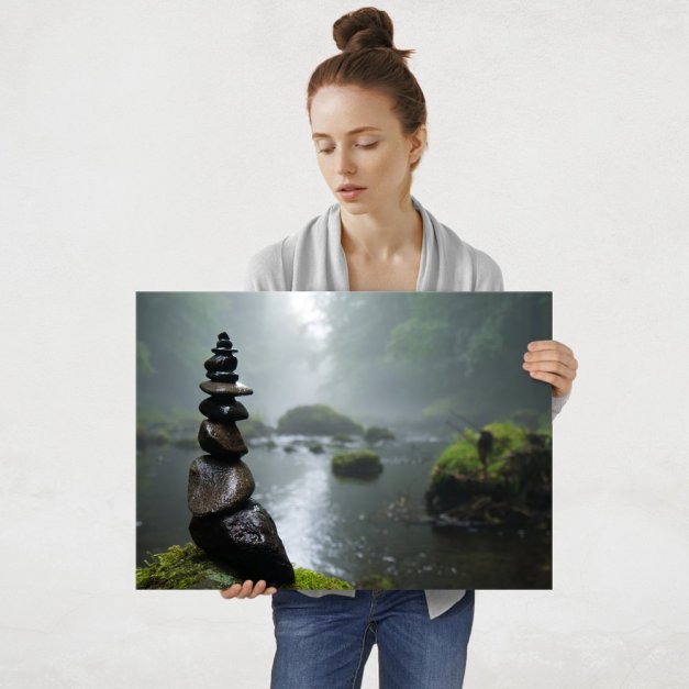 Plakat metalowy leśne jezioro L