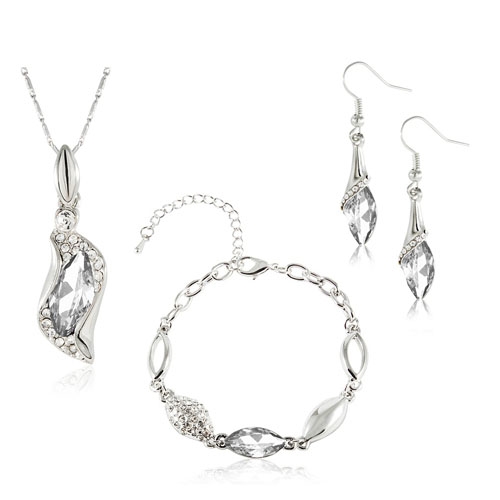 Komplet Swarovski Elements Sopelki White