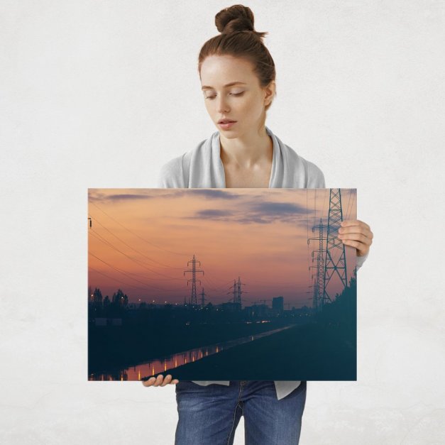 Plakat metalowy miejskie słupy energetyczne L