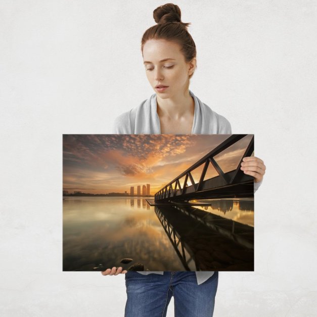 Plakat metalowy most do miasta L