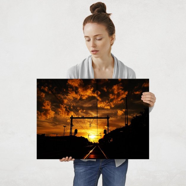 Plakat metalowy zachód słońca L