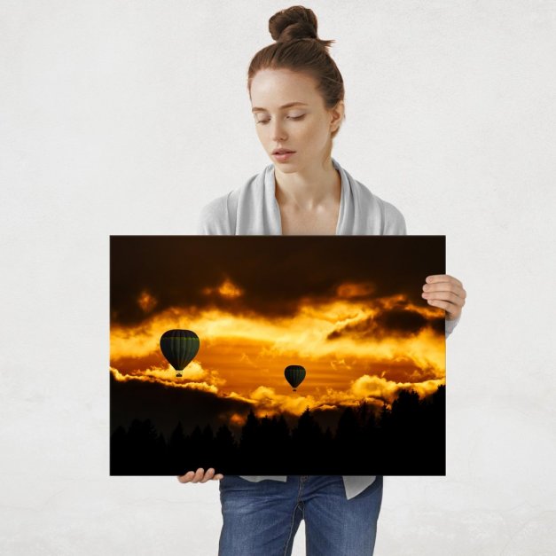 Plakat metalowy balony w chmurach L