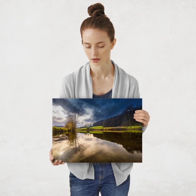 Plakat metalowy wiejskie jezioro M