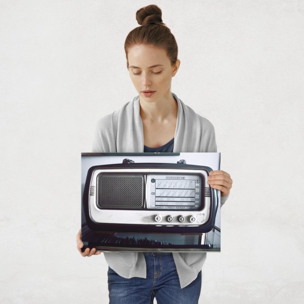 Plakat metalowy stare radio M