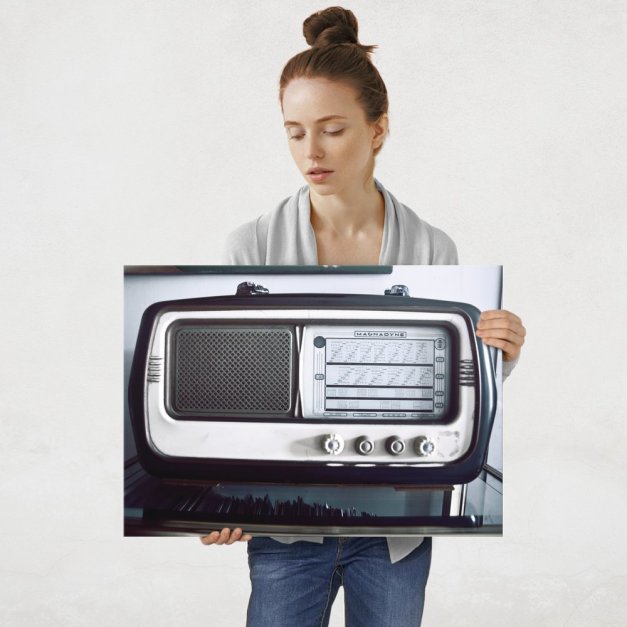 Plakat metalowy stare radio L
