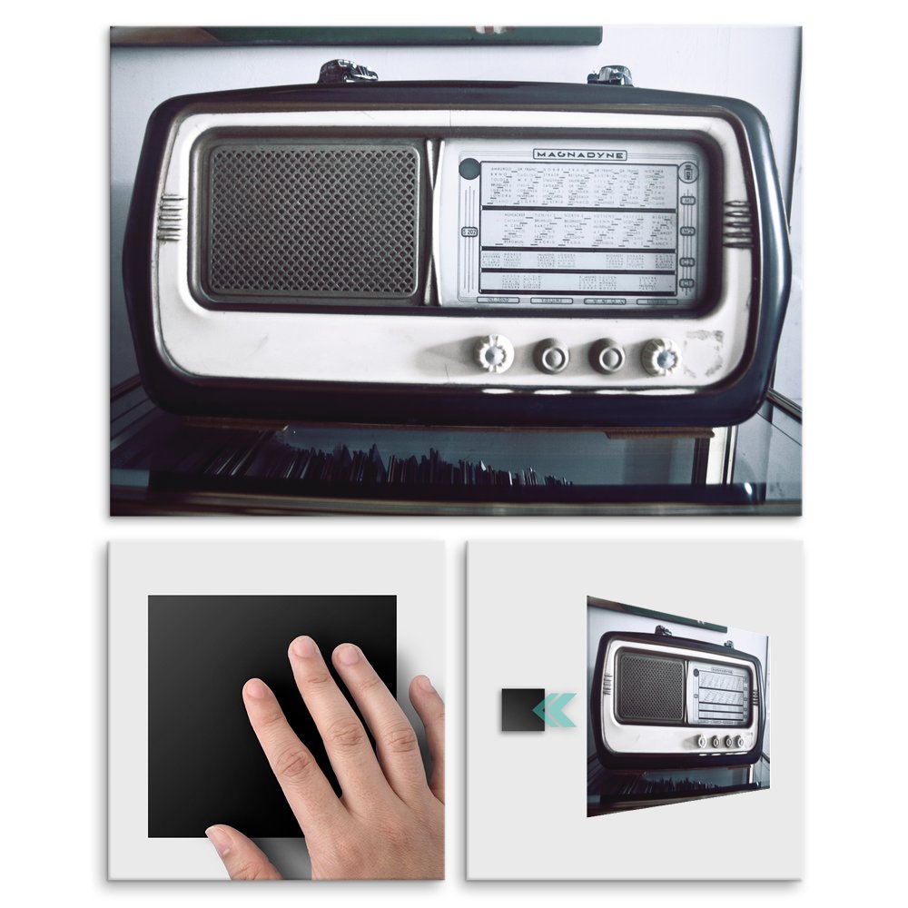 Plakat metalowy stare radio L