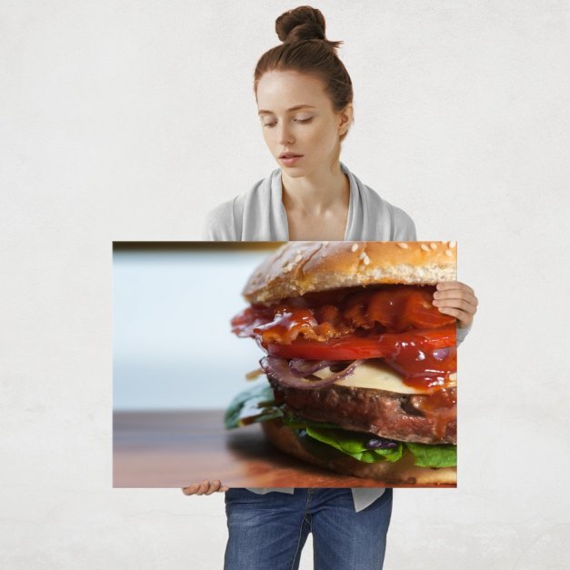 Plakat metalowy hamburger L