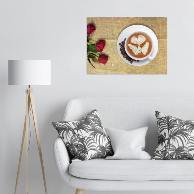 Plakat metalowy romantyczna filiżanka kawy L