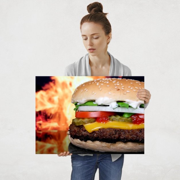Plakat metalowy cheeseburger L