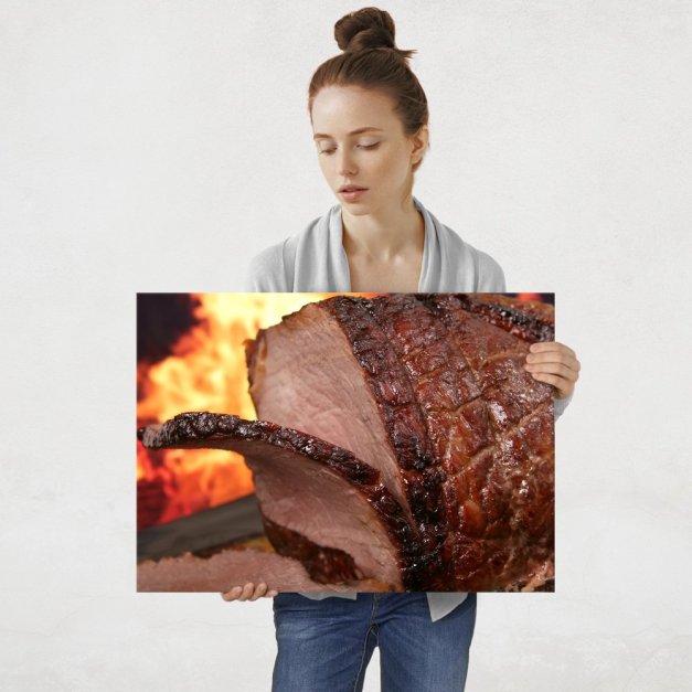 Plakat metalowy pieczone mięso L