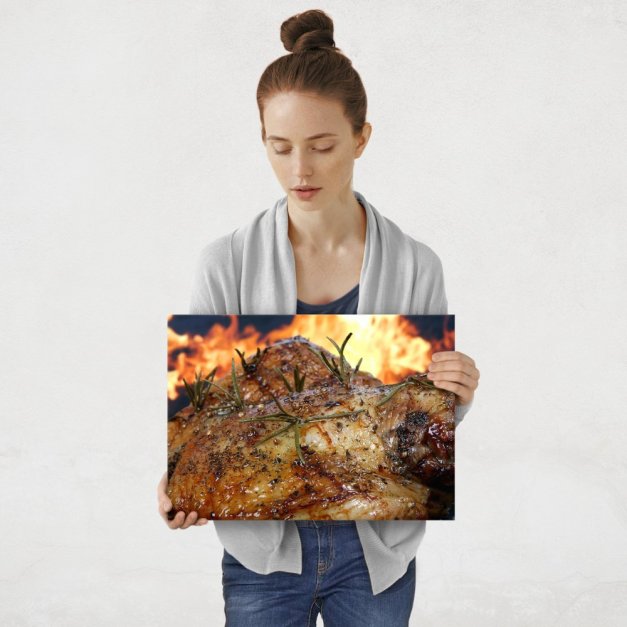 Plakat metalowy pieczony kurczak M