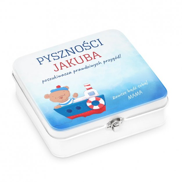 Śniadaniówka metalowa lunch box z nadrukiem dla chłopca na imieniny