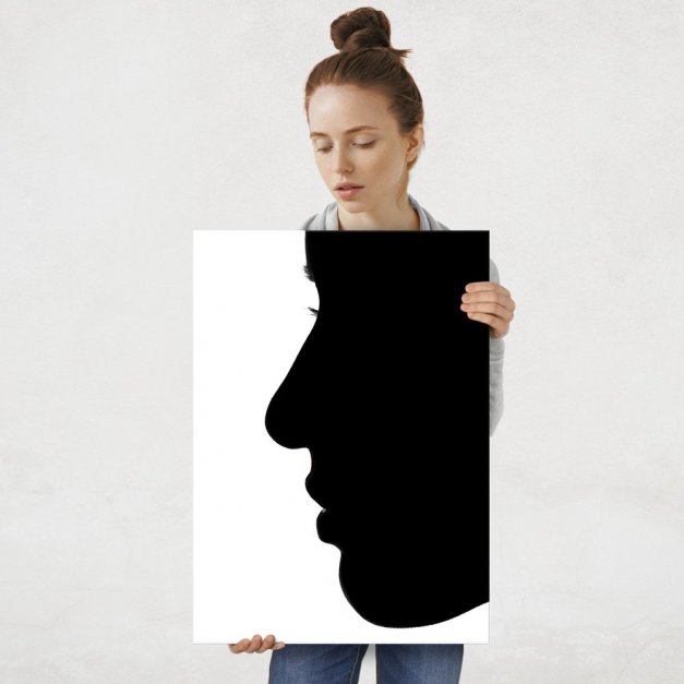 Plakat metalowy czarno-biała kobieta L