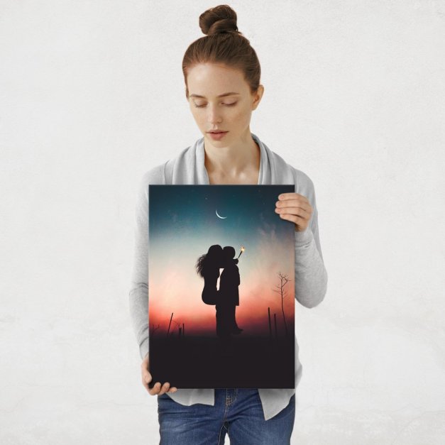 Plakat metalowy miłość nocą M