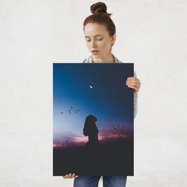 Plakat metalowy samotność nocą L
