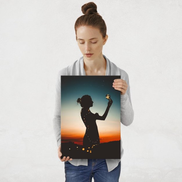 Plakat metalowy podziwianie światła nocą M
