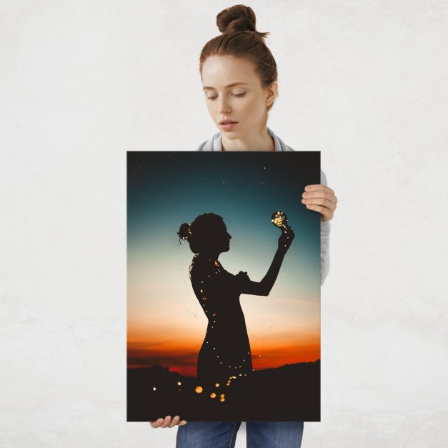Plakat metalowy podziwianie światła nocą L