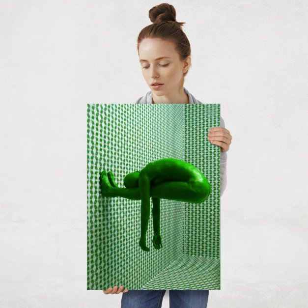 Plakat metalowy zielona abstrakcja L