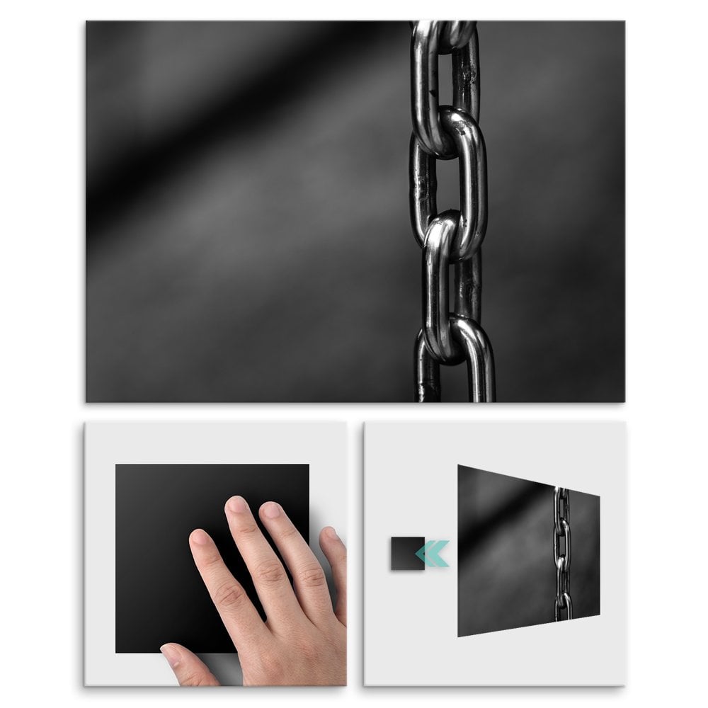Plakat metalowy czarno-biae acuchy L