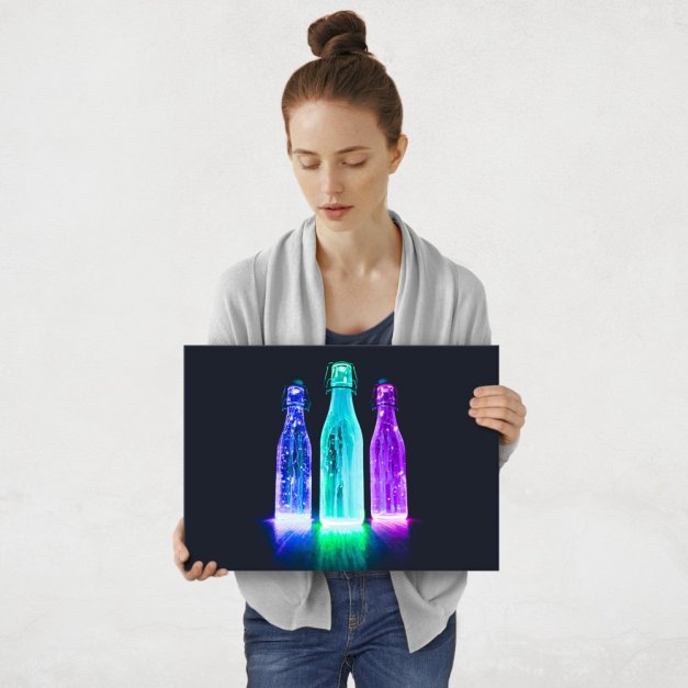 Plakat metalowy neonowe butelki M