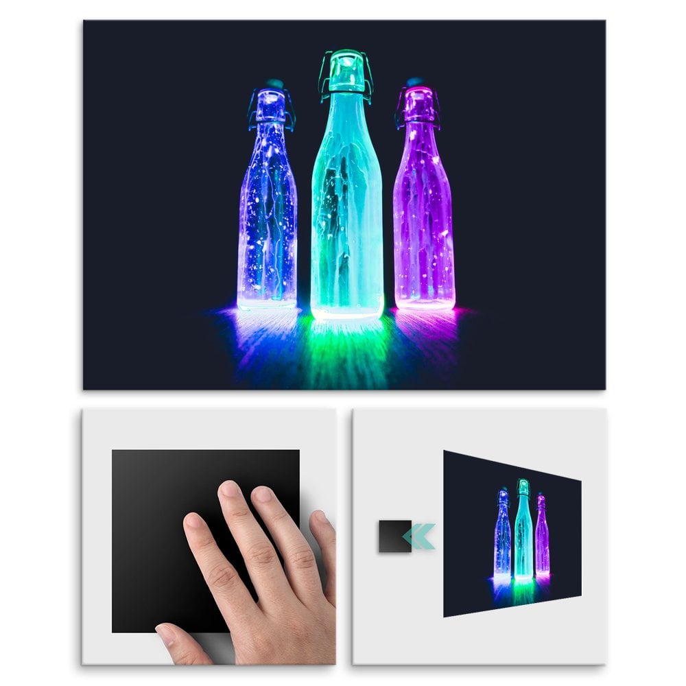 Plakat metalowy neonowe butelki M