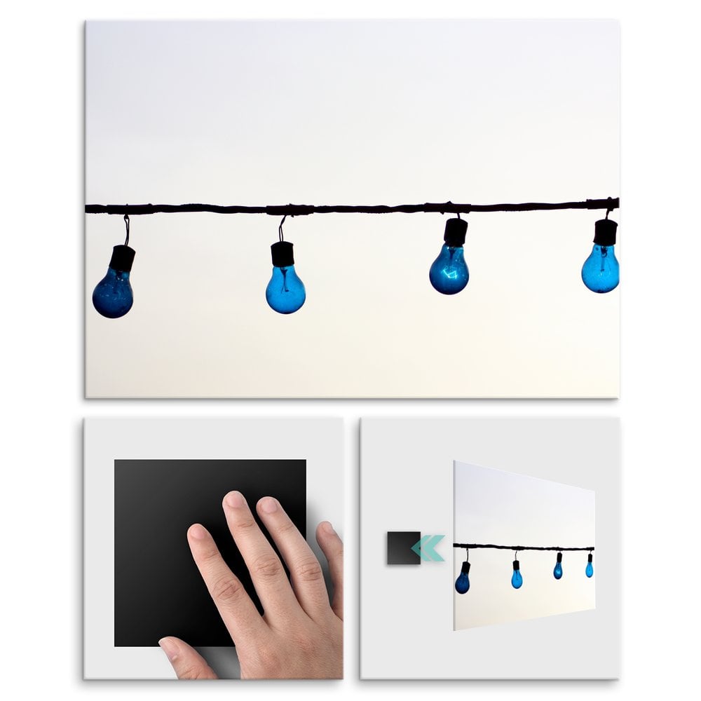 Plakat metalowy niebieski lampki L