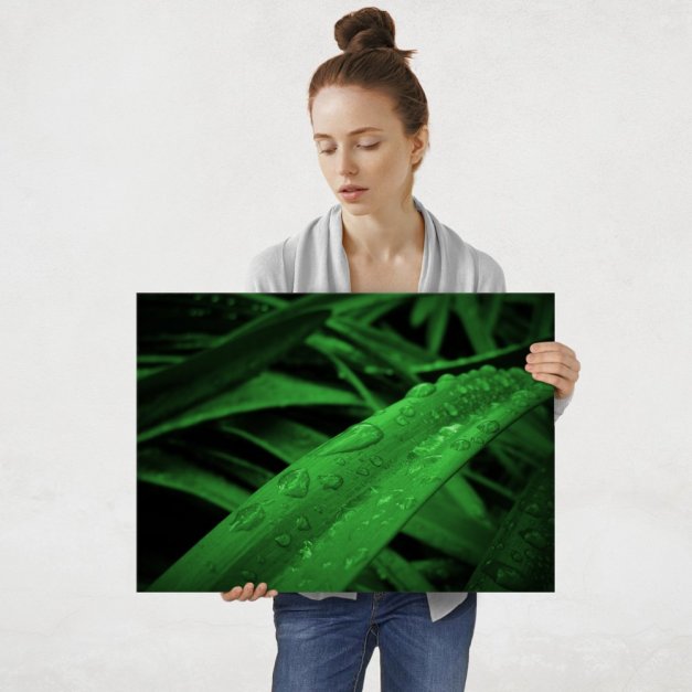 Plakat metalowy krople deszczu L