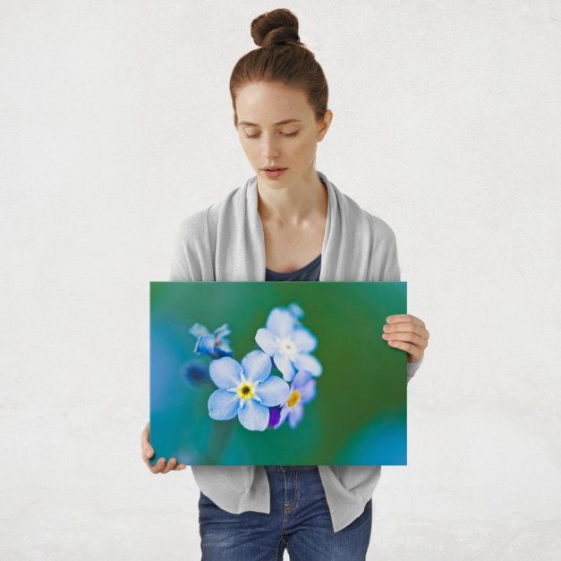Plakat metalowy niebieski kwiat M