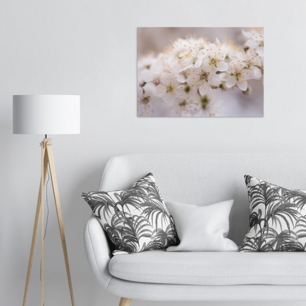 Plakat metalowy kwiatnące białe kwiaty L