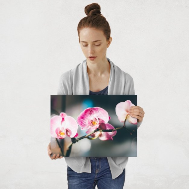 Plakat metalowy orchidea M