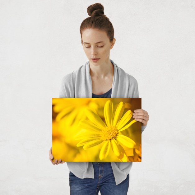 Plakat metalowy złocisty kwiat M
