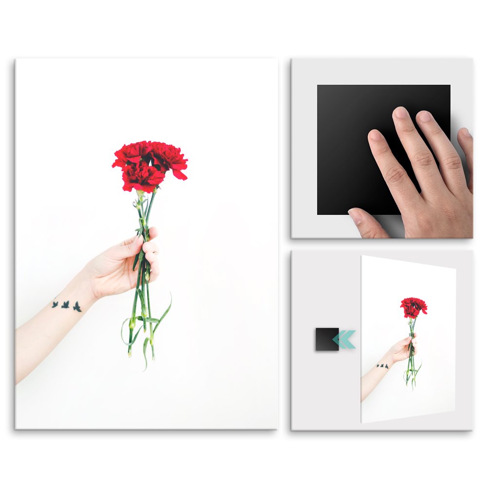 Plakat metalowy czerwony bukiet kwiatw L