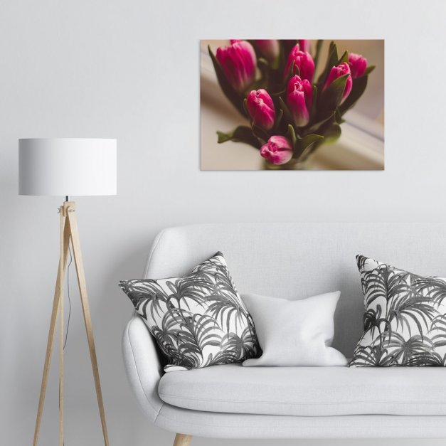 Plakat metalowy różowe tulipany L