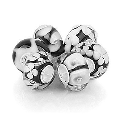 Zestaw Koralikw Charms 925 CZARNE NA BIAYM