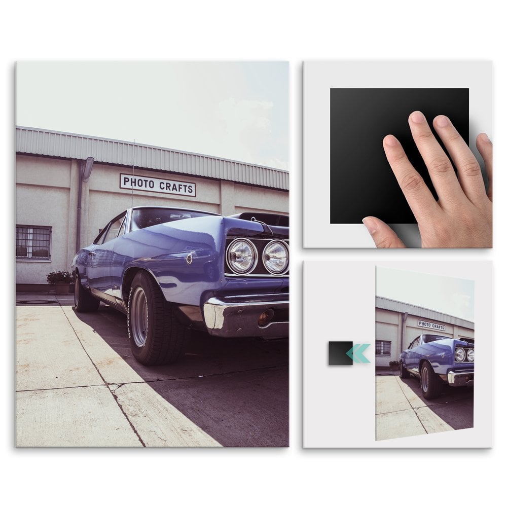 Plakat metalowy niebieski Muscle car L