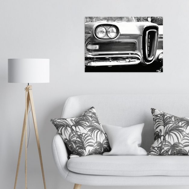 Plakat metalowy czarno-biały Edsel L