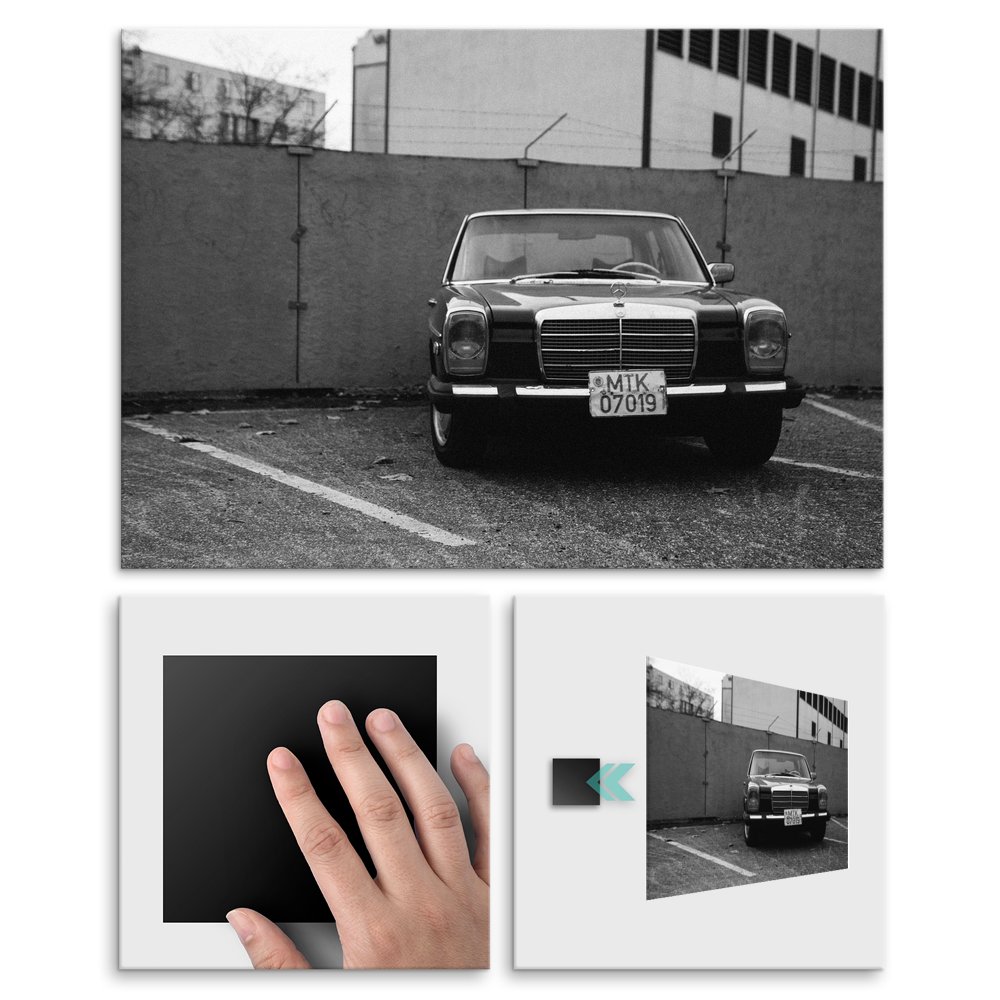 Plakat metalowy czarno-biay Mercedes M
