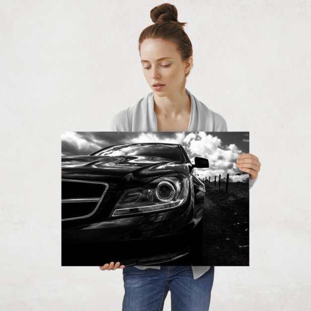 Plakat metalowy czarny Mercedes L